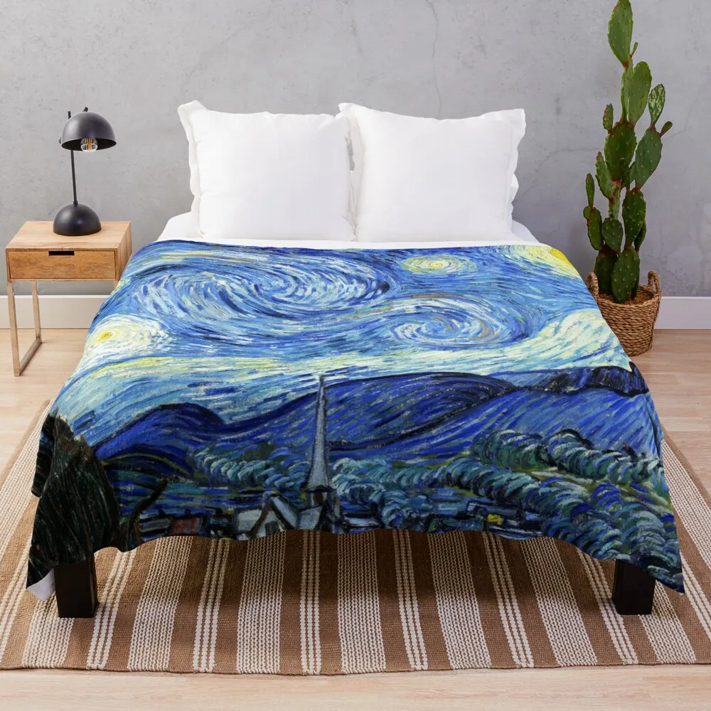 

The Starry Night - Vincent van Gogh Throw Blanket Knitted Plaid Shaggy Blanket Weighted Blanket