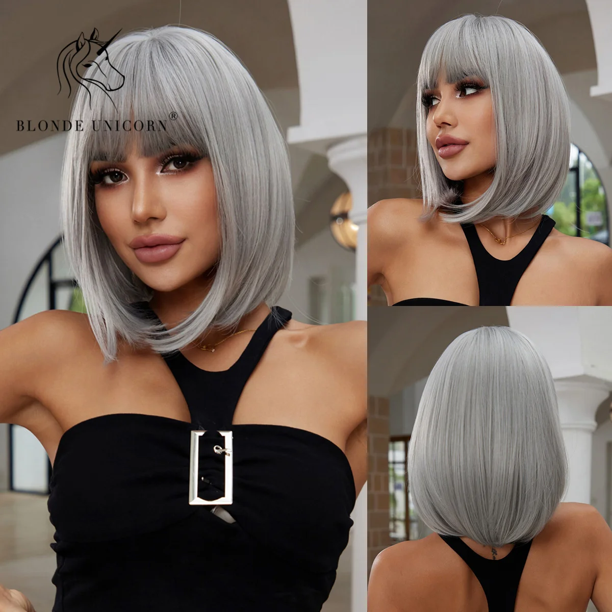 BLONDE UNICORN Blonde Grey Synthetic Wig Natural Short Bob Wig With Bangs Daily Use For Black White Women Cosplay Heat Resistant 
BLONDE UNICORN Blonde Grey Synthetic Wig Natural Short Bob Wig With Bangs Daily Use For Black White Women Cosplay Heat Resistant