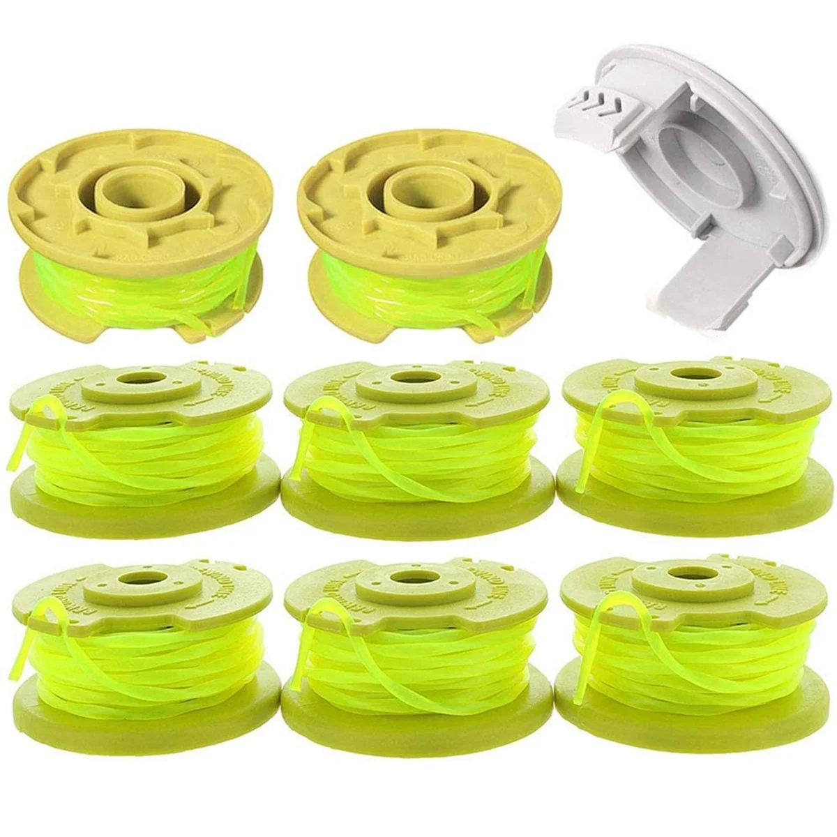8Pack Weed Eater Spool Replacement with Cap Covers Compatible with Ryobi One Plus+ AC80RL3 for Ryobi 18V, 24V, Trimmers
8Pack Weed Eater Spool Replacement with Cap Covers Compatible with Ryobi One Plus+ AC80RL3 for Ryobi 18V, 24V, Trimmers