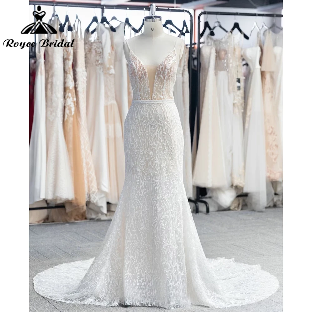Sexy Deep V Neck Spaghetti Straps Open Back Lace Mermaid Wedding Dress Boho Bridal Gowns Sweep Vestidos De Novia Robe De Mariée
Sexy Deep V Neck Spaghetti Straps Open Back Lace Mermaid Wedding Dress Boho Bridal Gowns Sweep Vestidos De Novia Robe De Mariée