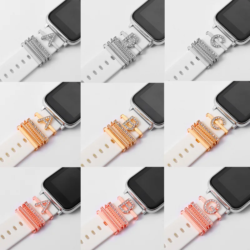5Pcs/Set Letter Charm Stud Set for Watchband Gold Color Crystal Initial Charms Jewelry Accessories for Silicone Strap Charm
5Pcs/Set Letter Charm Stud Set for Watchband Gold Color Crystal Initial Charms Jewelry Accessories for Silicone Strap Charm
