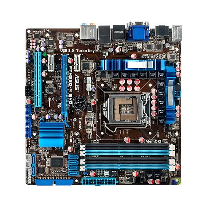 

ASUS P7H55D-M EVO Motherboard 1156 Motherboard DDR3 Intel H55 Support Core i7 i5 i3 Cpus PCI-E X16 VGA DVI HDMI 16GB RAM uATX
