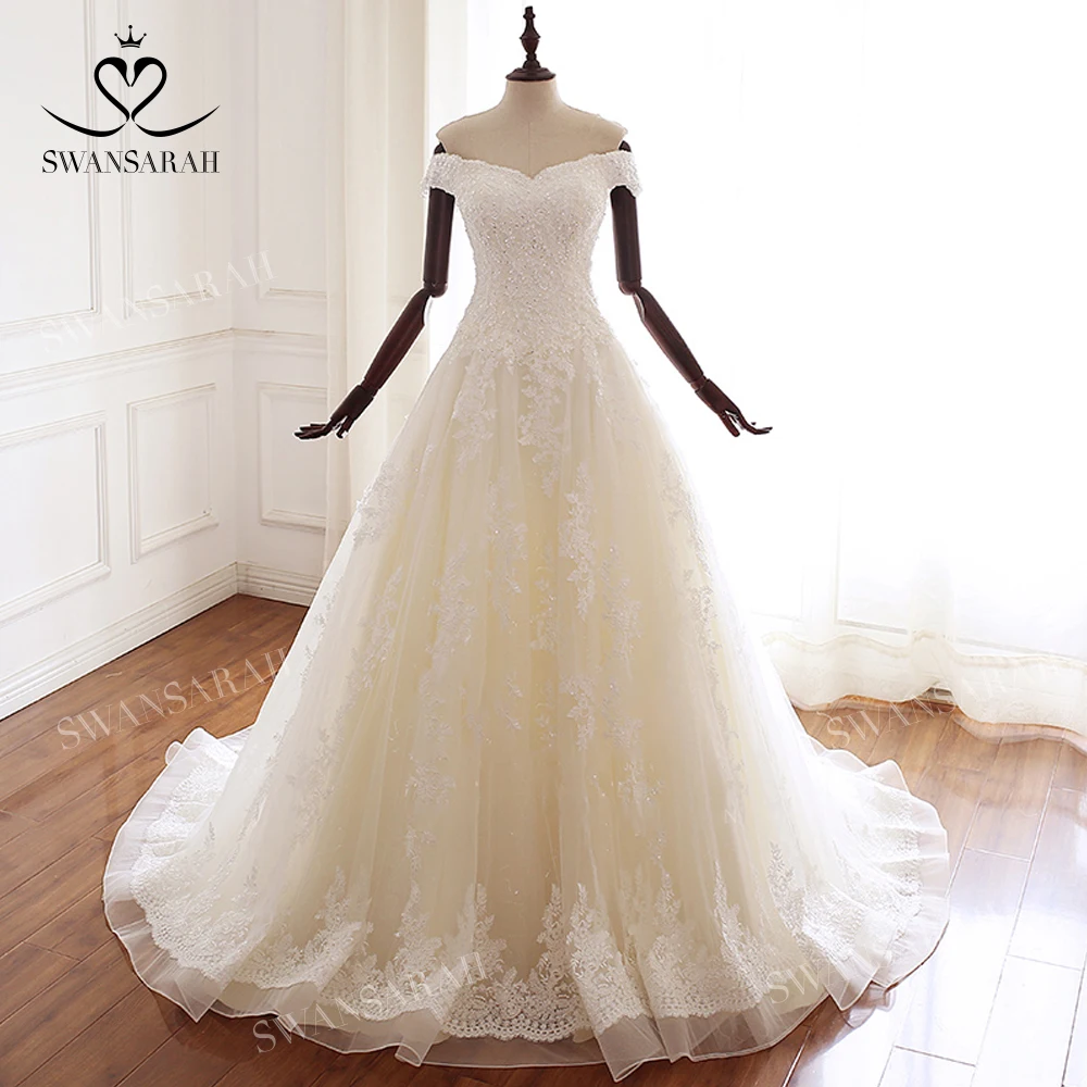 Off Shoulder Wedding Dress 2023 Sweetheart Appliques Chic A-Line Court Train Princess Vestido De Novia SwanSarah A323 Bride Gown
Off Shoulder Wedding Dress 2023 Sweetheart Appliques Chic A-Line Court Train Princess Vestido De Novia SwanSarah A323 Bride Gown