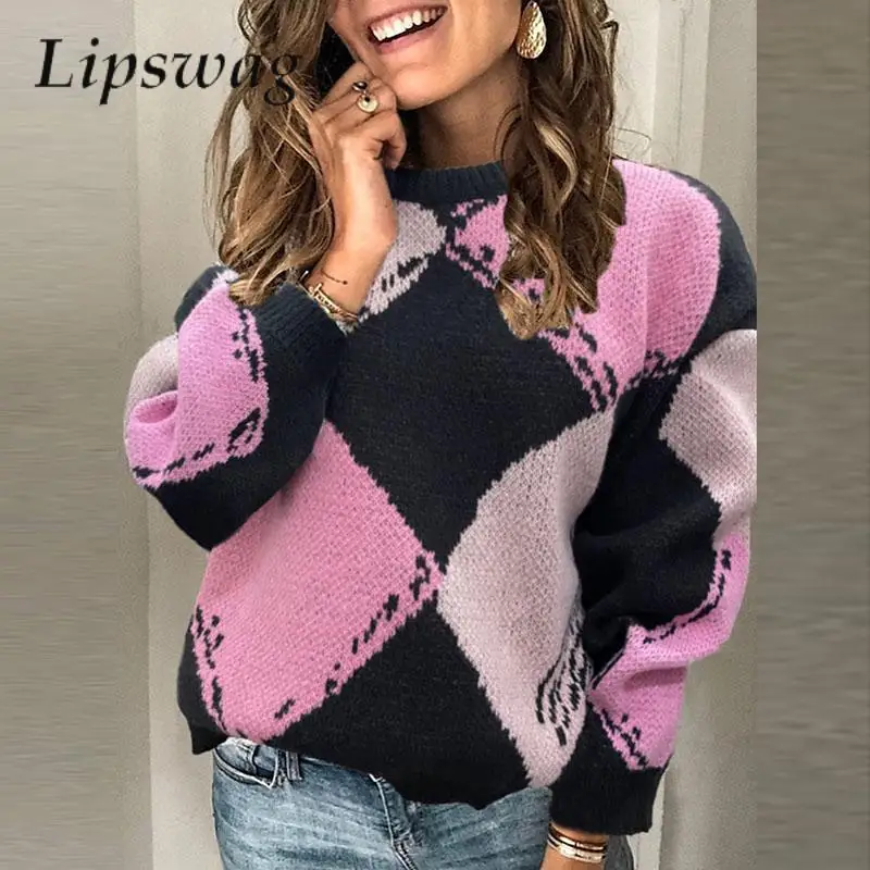 Female Patchwork Plaid Color Knitted Sweater Casual Autumn O Neck Pullover Jumper Women Fashion Long Sleeve Winter Pullover Tops
Female Patchwork Plaid Color Knitted Sweater Casual Autumn O Neck Pullover Jumper Women Fashion Long Sleeve Winter Pullover Tops