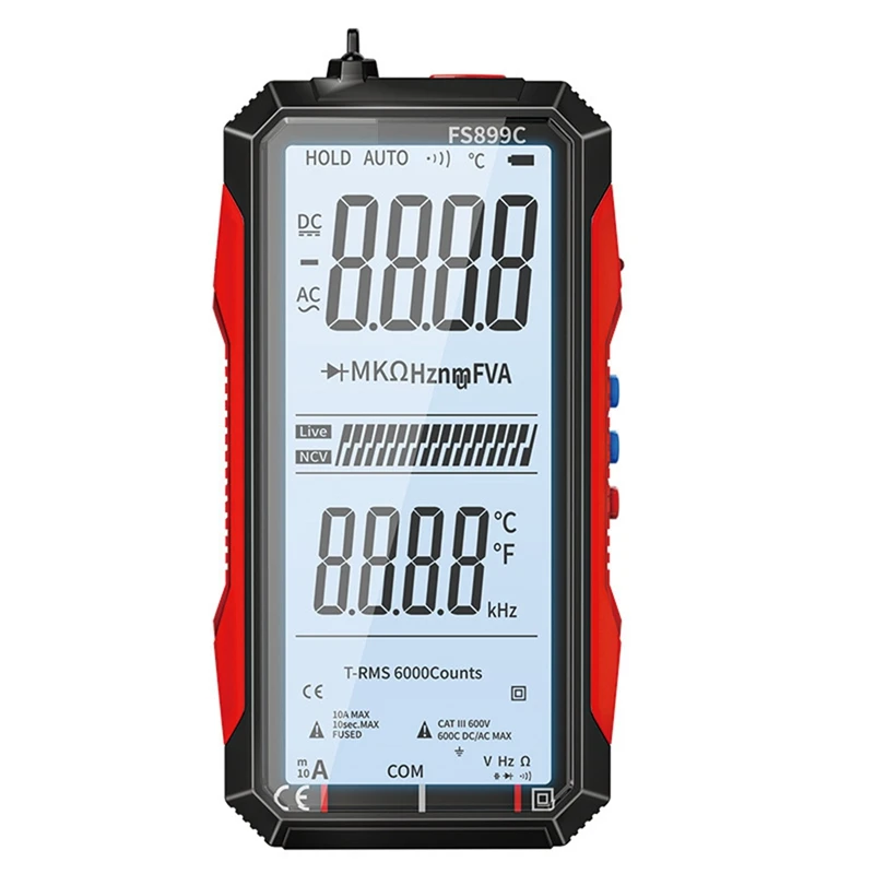 Digital Multimeter 6000 Counts True AC/DC Ammeter Voltmeter Auto Temperature Ohm Hz Capacitance Diode NCV Meter
Digital Multimeter 6000 Counts True AC/DC Ammeter Voltmeter Auto Temperature Ohm Hz Capacitance Diode NCV Meter