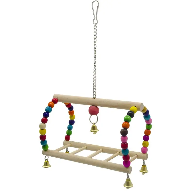 Bird Parrot Toy Hanging Bird Swing Perch Wooden Parrot Climbing Ladder Bird Cage Chew Bell Toy with Colorful Beads
Bird Parrot Toy Hanging Bird Swing Perch Wooden Parrot Climbing Ladder Bird Cage Chew Bell Toy with Colorful Beads