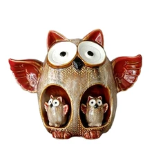 Unique Porcelain Mother Owl Money Box Ceramic Baby Nighthawk Piggy Bank Decor Mothers Day Present Homeware Ornament Craftworks