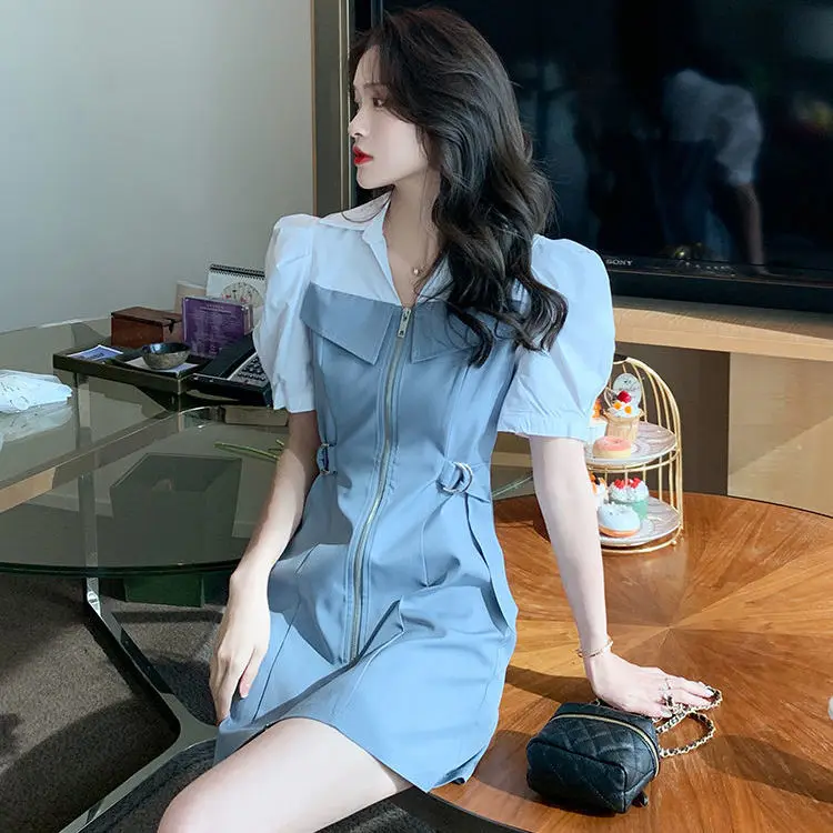 2022 Summer Women New Fashion Zipper Short Sleeve Dress Female Fake Two-piece A-line Vestidos Ladies Short Loose Dresses O155
2022 Summer Women New Fashion Zipper Short Sleeve Dress Female Fake Two-piece A-line Vestidos Ladies Short Loose Dresses O155