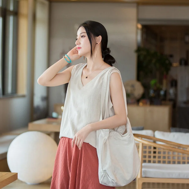 Vintage cotton linen summer vest 2023 Sleeveless Harajuku casual basic women's top Girls vest women's solid color V-neck
Vintage cotton linen summer vest 2023 Sleeveless Harajuku casual basic women's top Girls vest women's solid color V-neck