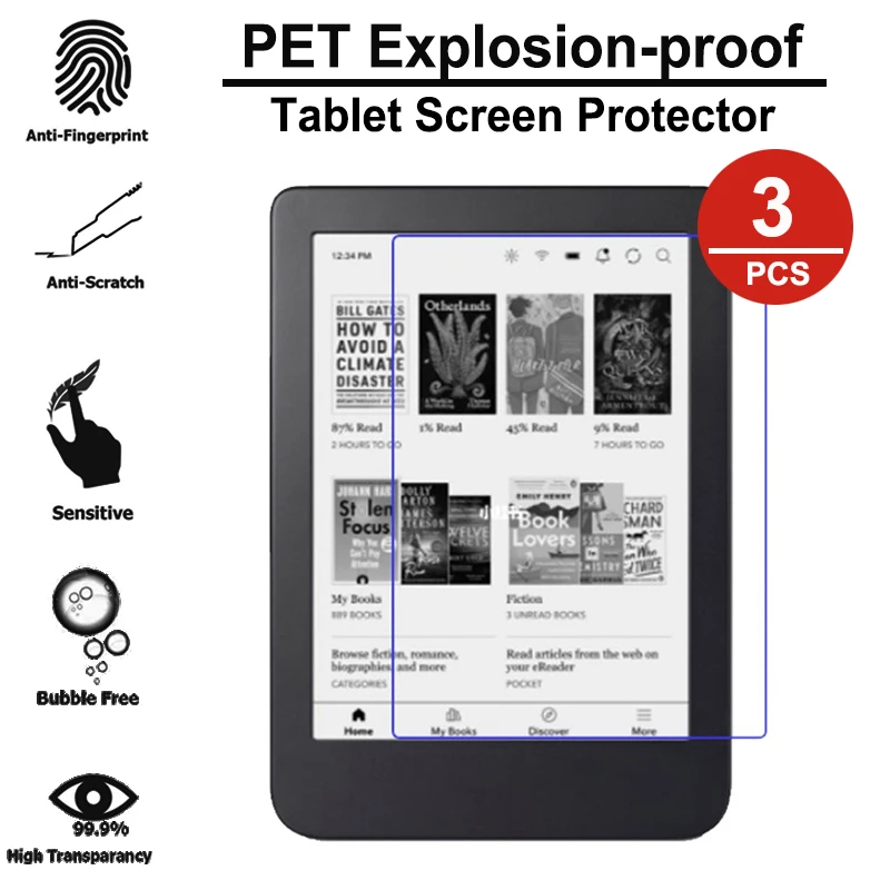 

3PCS Explosion-proof Screen Protector For Kobo Clara 2E 2 E Reader Tablet Movie Water-proof PET Protective Film Not Glass