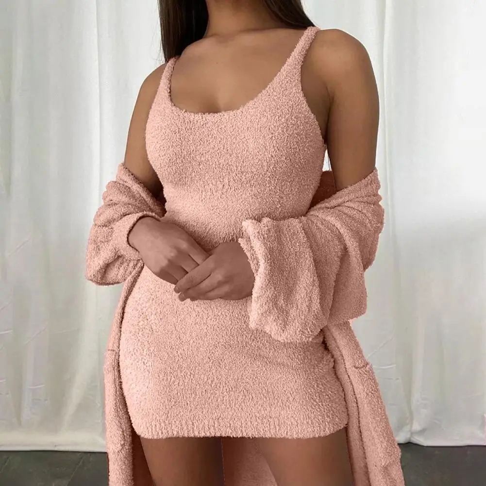 2 Piece Sexy Fluffy Sets Plush Cardigan Sleeveless Dress Women Pajama Set Casual 2 Pieces Sets Sleepwear
2 Piece Sexy Fluffy Sets Plush Cardigan Sleeveless Dress Women Pajama Set Casual 2 Pieces Sets Sleepwear