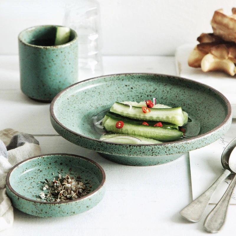 Japanese Green Color Retro Handmade Ceramic Plates Single Home Restaurant Teacup Round Steak Plate Rice Salad Bowl
Japanese Green Color Retro Handmade Ceramic Plates Single Home Restaurant Teacup Round Steak Plate Rice Salad Bowl