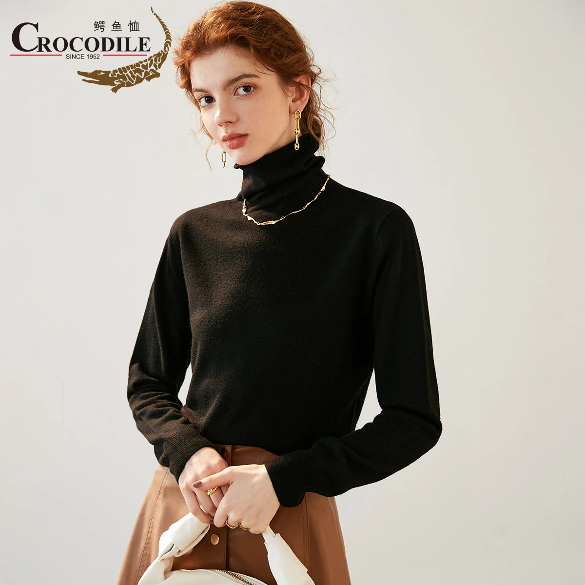 Crocodile Newest Women's Turtleneck Sweater Long Sleeve Pure Wool Women's Jumper Warm Soft Slim Pullover Solid Black Basic Tops
Crocodile Newest Women's Turtleneck Sweater Long Sleeve Pure Wool Women's Jumper Warm Soft Slim Pullover Solid Black Basic Tops