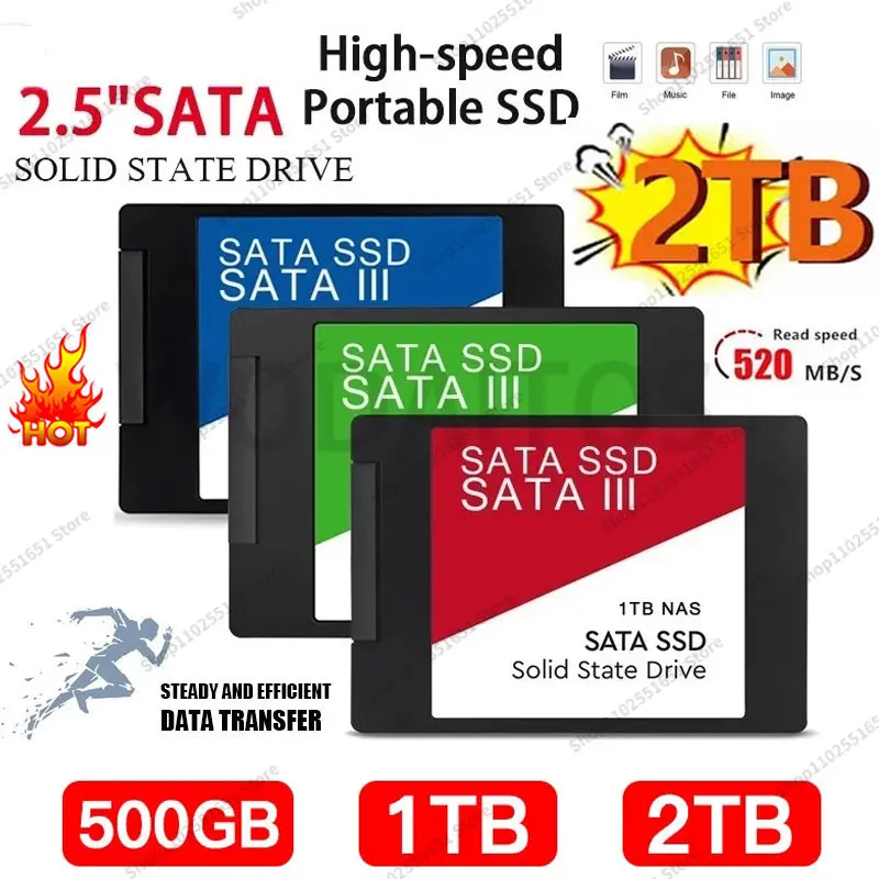 Fast SATA SSD 4TB 2.5Inch High Speed SSD HD 1TB Internal SSD 2TB Solid State Drive For Laptop SSD Notebook téléphones portables
Fast SATA SSD 4TB 2.5Inch High Speed SSD HD 1TB Internal SSD 2TB Solid State Drive For Laptop SSD Notebook téléphones portables