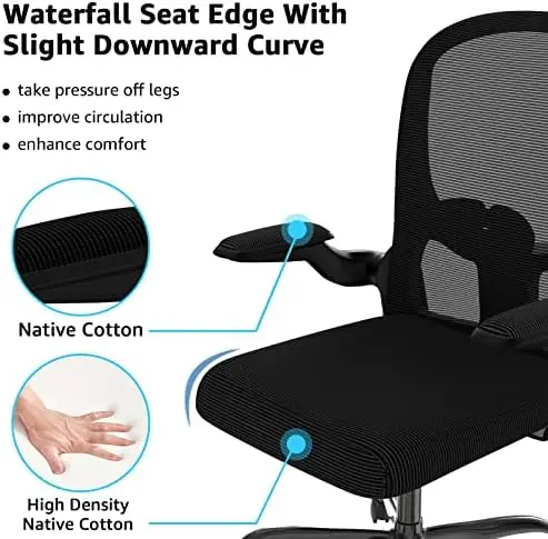 Office Chair, Comfort Swivel Home Office Task Chair, Breathable Mesh Desk Chair, Lumbar Support Computer Chair with Flip-up Arms
Office Chair, Comfort Swivel Home Office Task Chair, Breathable Mesh Desk Chair, Lumbar Support Computer Chair with Flip-up Arms
