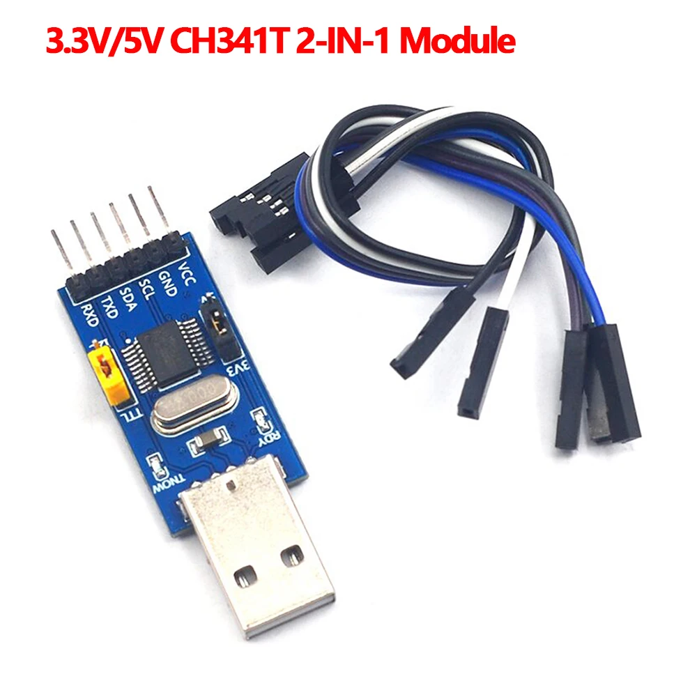 

3.3V/5V CH341T 2-in-1 Module USB to I2C IIC UART USB to TTL Microcontroller Serial Port Downloader Adapter for Android