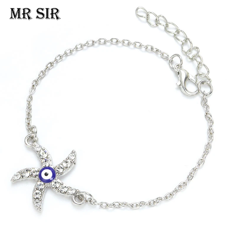 Fashion Crystal Starfish Turkish Evil Eye Bracelets Inlaid Rhinestone Lucky Pendant Adjustable Bangle for Men Women Jewelry Gift
Fashion Crystal Starfish Turkish Evil Eye Bracelets Inlaid Rhinestone Lucky Pendant Adjustable Bangle for Men Women Jewelry Gift