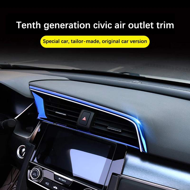 

Car Central Control Air Outlet Frame Trim Air Conditioner Cover Sticker Dashboard Speaker Panel Decor For Honda Civic 10th Style