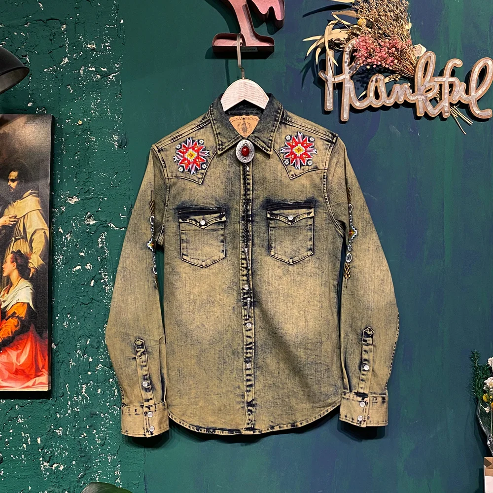 luxury Fast Shipping,Asia Size Genuine Super Quality Vintage Shirt Looking Slim Fitting Durable Cotton Navajo Embroidery Denim S
luxury Fast Shipping,Asia Size Genuine Super Quality Vintage Shirt Looking Slim Fitting Durable Cotton Navajo Embroidery Denim S