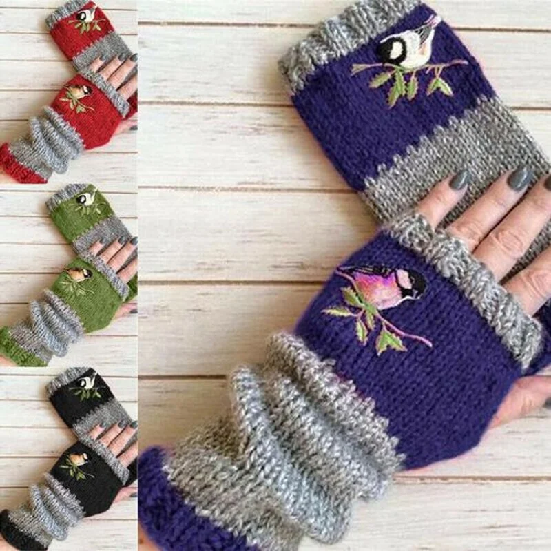 Embroidery Birds Gloves Cotton Fingerless Glove for Women Knitted Block Splice Mittens Womens Girls Winter Gloves Christmas Gift
Embroidery Birds Gloves Cotton Fingerless Glove for Women Knitted Block Splice Mittens Womens Girls Winter Gloves Christmas Gift