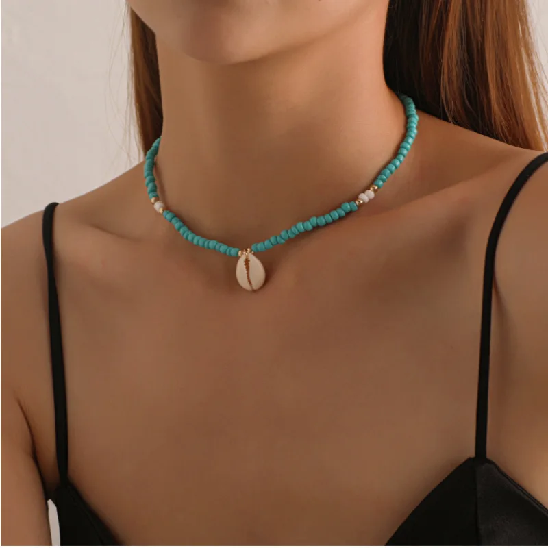 Wholesale Turquoise Color Rice Beads Short Necklaces Shell Charm Bohemian Summer Beach Handmade Dainty Minimalist Tiny Choker
Wholesale Turquoise Color Rice Beads Short Necklaces Shell Charm Bohemian Summer Beach Handmade Dainty Minimalist Tiny Choker