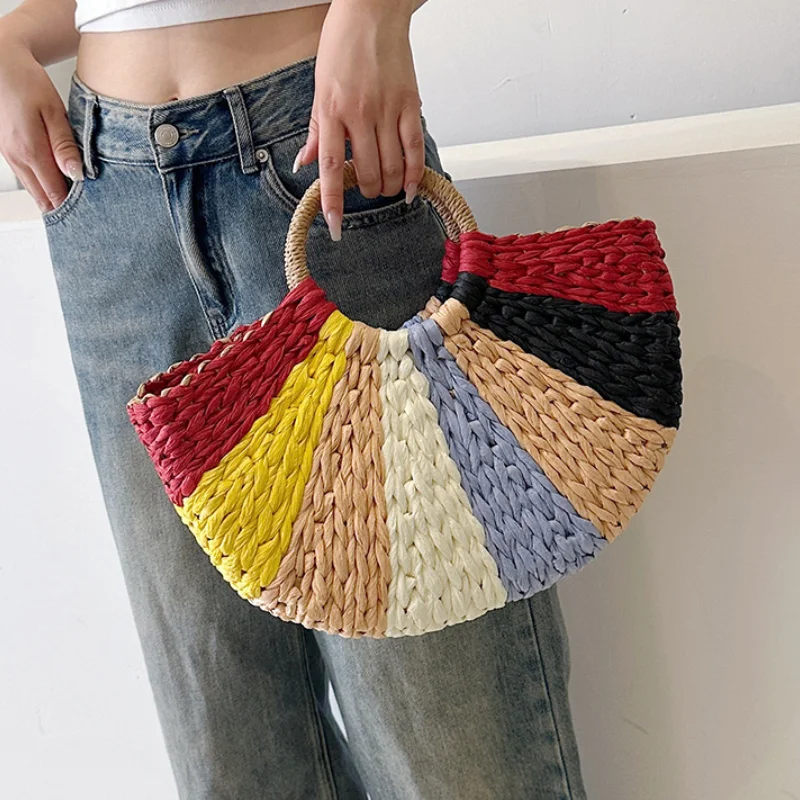 2023 Summer New Woven Bag for Women Fashion Simple Basket Handbag High Quality Large Capacity Vacation Female Casual Tote Bag
2023 Summer New Woven Bag for Women Fashion Simple Basket Handbag High Quality Large Capacity Vacation Female Casual Tote Bag
