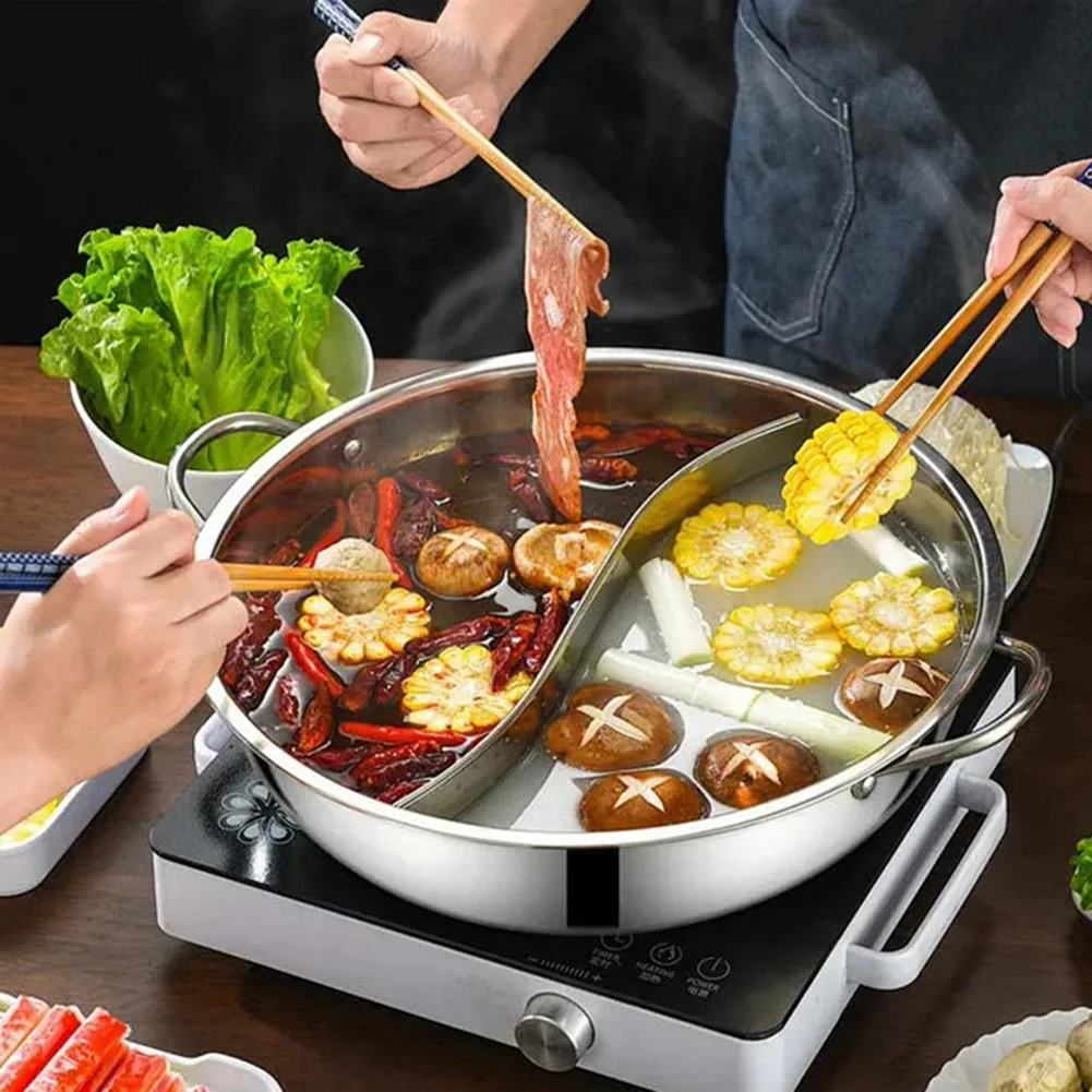 Chinese Hot Pot Stainless Steel Induction Cooker Gas Stove Compatible Pots Home Kitchen Cookware Soup Cooking Pot Twin Divided
Chinese Hot Pot Stainless Steel Induction Cooker Gas Stove Compatible Pots Home Kitchen Cookware Soup Cooking Pot Twin Divided