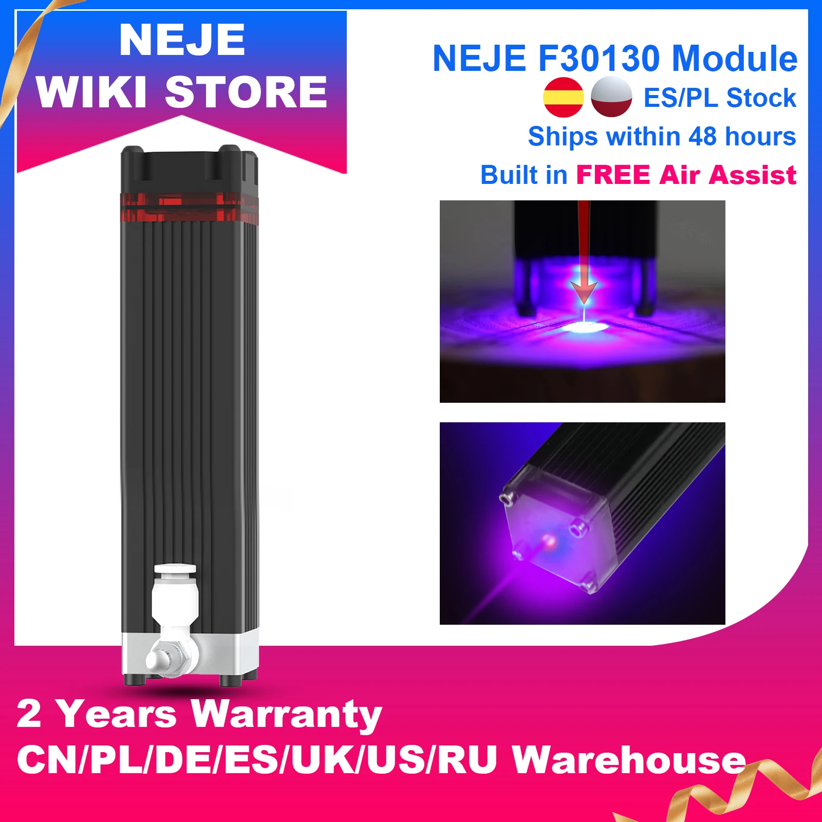 NEJE F30130 Laser Module Head for Wireless CNC Metal Cutting Engraver Machine, DIY Logo Wood Marking Tool, GRBL, 5.5 W Output
NEJE F30130 Laser Module Head for Wireless CNC Metal Cutting Engraver Machine, DIY Logo Wood Marking Tool, GRBL, 5.5 W Output