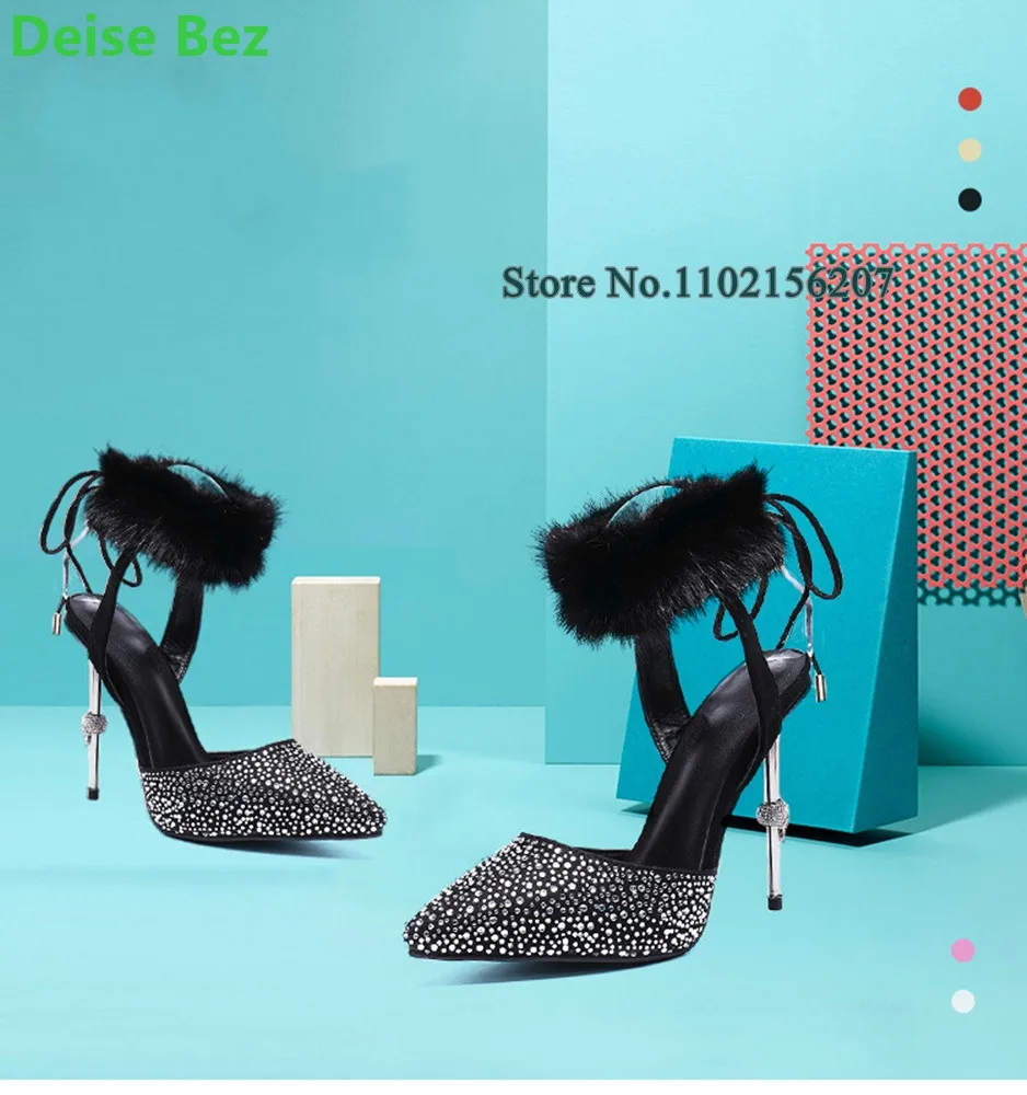 Black Pointed Toe Crystal Design Pumps For Female Women Metal Thin High Heel Ankle Lace-up Solid Slingback Fashion Elegant Shoes
Black Pointed Toe Crystal Design Pumps For Female Women Metal Thin High Heel Ankle Lace-up Solid Slingback Fashion Elegant Shoes