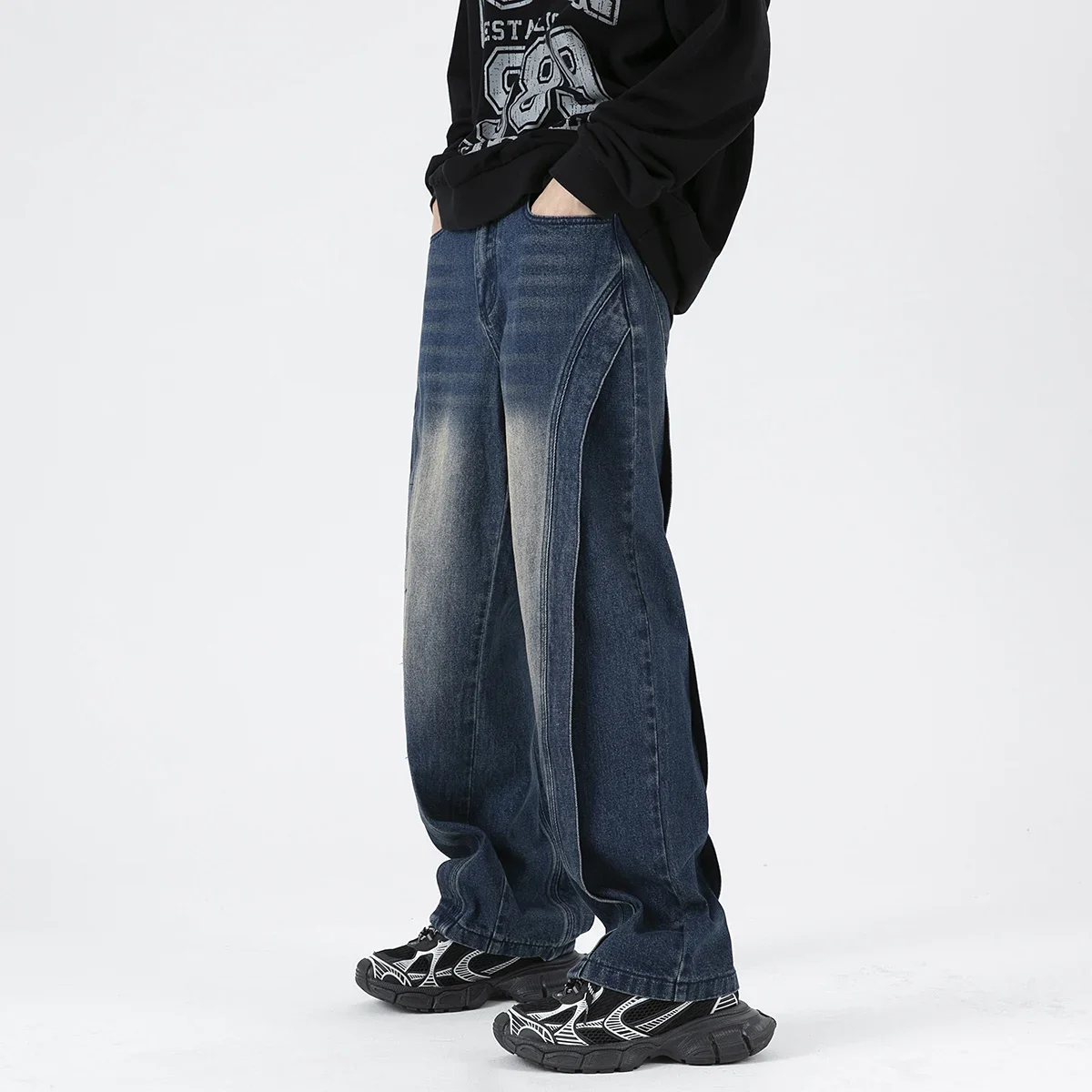 Men Wide Leg Jeans Baggy Retro Blue Chic Patchwork Leisure Stylish All-match Pocket S-2XL Harajuku Clothing
Men Wide Leg Jeans Baggy Retro Blue Chic Patchwork Leisure Stylish All-match Pocket S-2XL Harajuku Clothing