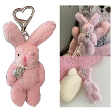 Bunny Bear Panda Heart Phone Chain Korean INS Punk Cute Keychain Y2K Fashion Jewelry Cute Panda Dolls Pendant Accessories Gift