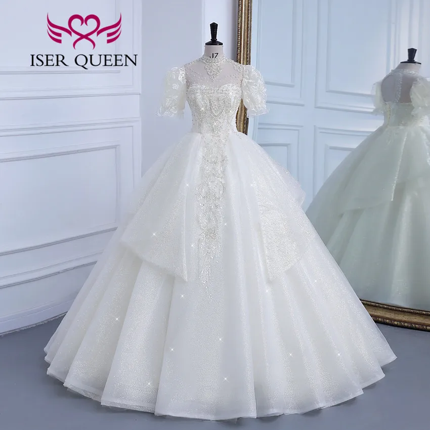 High Neck Pearls Beaded Quality Arab Wedding Dress For Bride Women 2023 New Plus Size Gilter Wedding Dresses Short Sleeve WX0311
High Neck Pearls Beaded Quality Arab Wedding Dress For Bride Women 2023 New Plus Size Gilter Wedding Dresses Short Sleeve WX0311