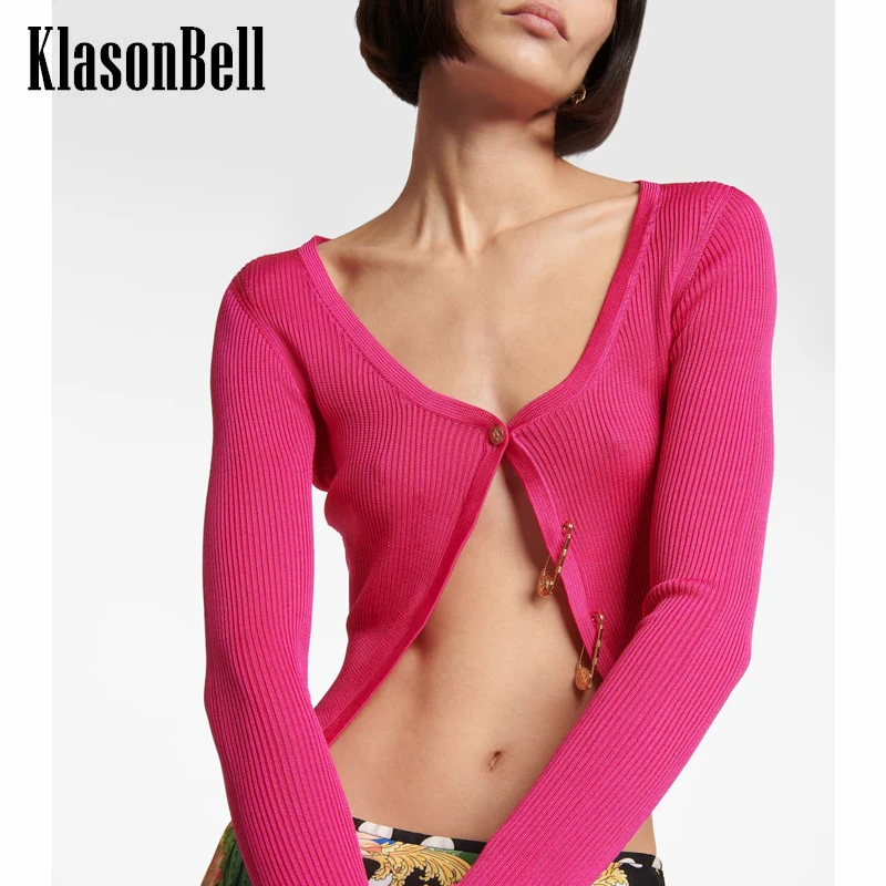6.27 KlasonBell Elegant Pin Hollow Out Long Sleeve Short Slim Knitted Cardigan Women 
6.27 KlasonBell Elegant Pin Hollow Out Long Sleeve Short Slim Knitted Cardigan Women