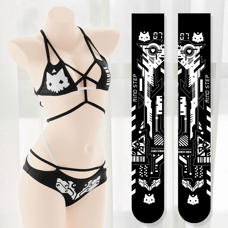 Anime Game Cyber Machinery Women Cosplay Costume Black Cat Bikini Bar Mecha Print Personality Jumpsuits Swimsuit Lingerie Set
Anime Game Cyber Machinery Women Cosplay Costume Black Cat Bikini Bar Mecha Print Personality Jumpsuits Swimsuit Lingerie Set