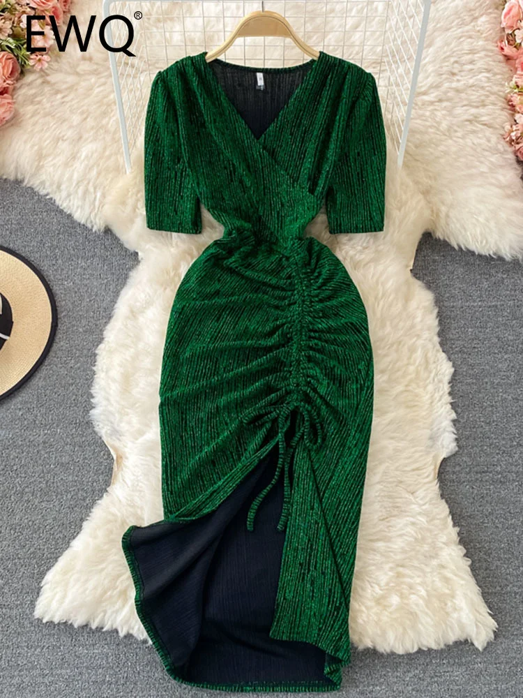 EWQ Sweet Style Women's Dress V-neck Shirring Split Solid Color High Waist Short-sleeve A-line 2023 Summer New Dresses 27SN2124
EWQ Sweet Style Women's Dress V-neck Shirring Split Solid Color High Waist Short-sleeve A-line 2023 Summer New Dresses 27SN2124