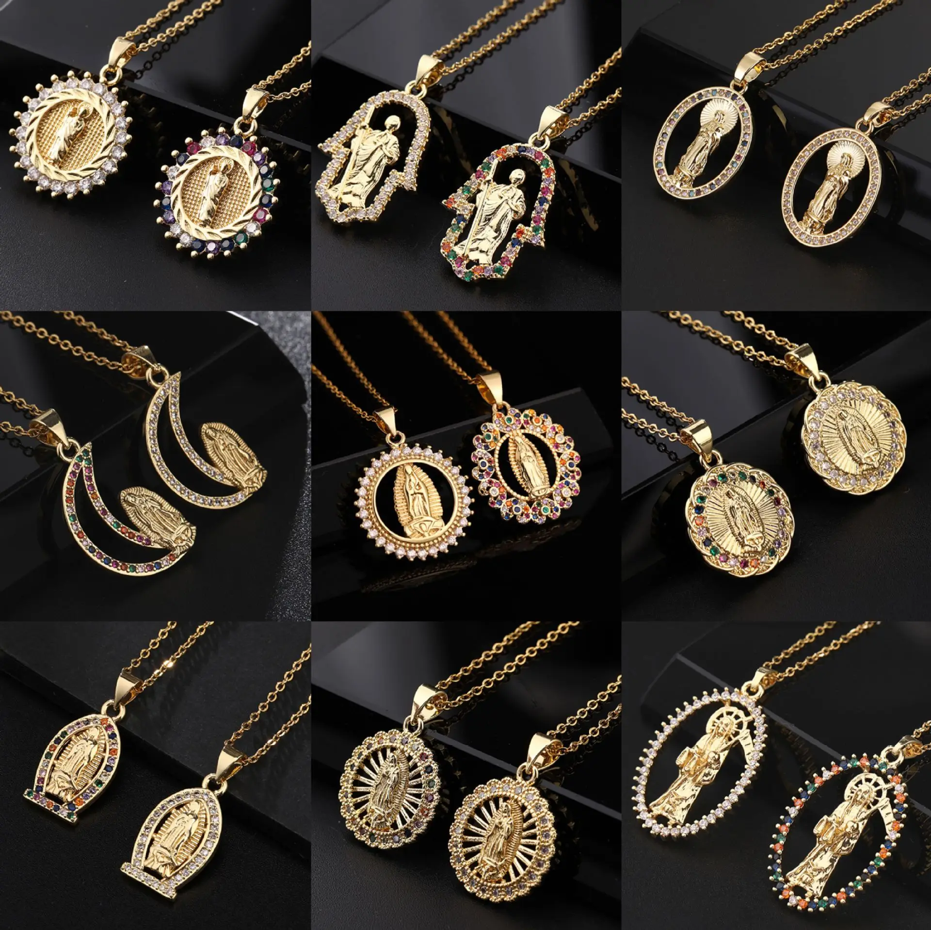 Vintage Religious Micro-inlaid Colorful Zircon Pendant for Women Ornaments Goddess Virgin Mary Necklace Delicate Jewelry Gift
Vintage Religious Micro-inlaid Colorful Zircon Pendant for Women Ornaments Goddess Virgin Mary Necklace Delicate Jewelry Gift