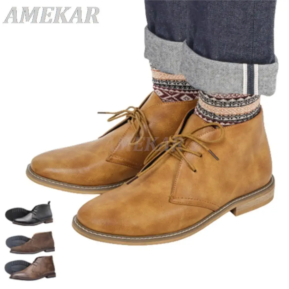 Men's Retro Comfortable Desert Leather Boots 2023 Fashion New Brand Ankle Boots Man Comfortable Lace Up Sewing All-match Boots
Men's Retro Comfortable Desert Leather Boots 2023 Fashion New Brand Ankle Boots Man Comfortable Lace Up Sewing All-match Boots