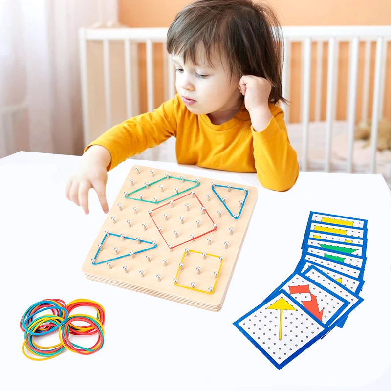 Geometric Shape Rubber Band Nail Board Game Montessori Educational Creative Toy Fine Motor Training Children Math Wooden Toy Set
Geometric Shape Rubber Band Nail Board Game Montessori Educational Creative Toy Fine Motor Training Children Math Wooden Toy Set