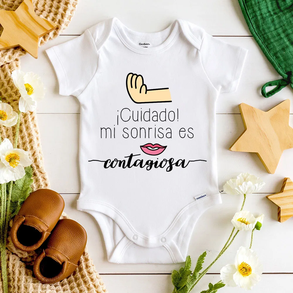 Baby Funny Bodysuit When My Smile Is Contagious Print Infant Cute Romper Toddler Short Sleeve Bodysuits Baby Shower Gift
Baby Funny Bodysuit When My Smile Is Contagious Print Infant Cute Romper Toddler Short Sleeve Bodysuits Baby Shower Gift