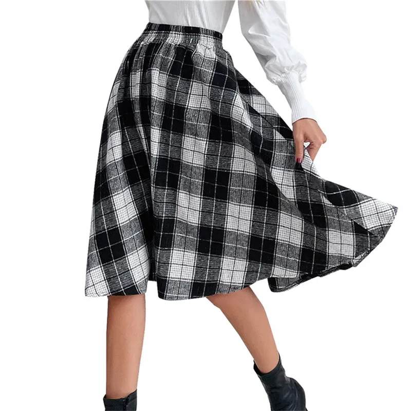Women Plaid Skirt with Wide Elastic Waist Autumn Winter Casual Color Matching Elegant Midi Skirts for Office Ladies Female
Women Plaid Skirt with Wide Elastic Waist Autumn Winter Casual Color Matching Elegant Midi Skirts for Office Ladies Female