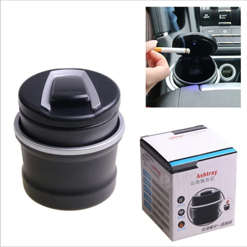 

1PCS LED Smoke Car Ashtray Cup Holder Portable Cigarette Ash Holds Cup Automatic Light Indicator Ashtray