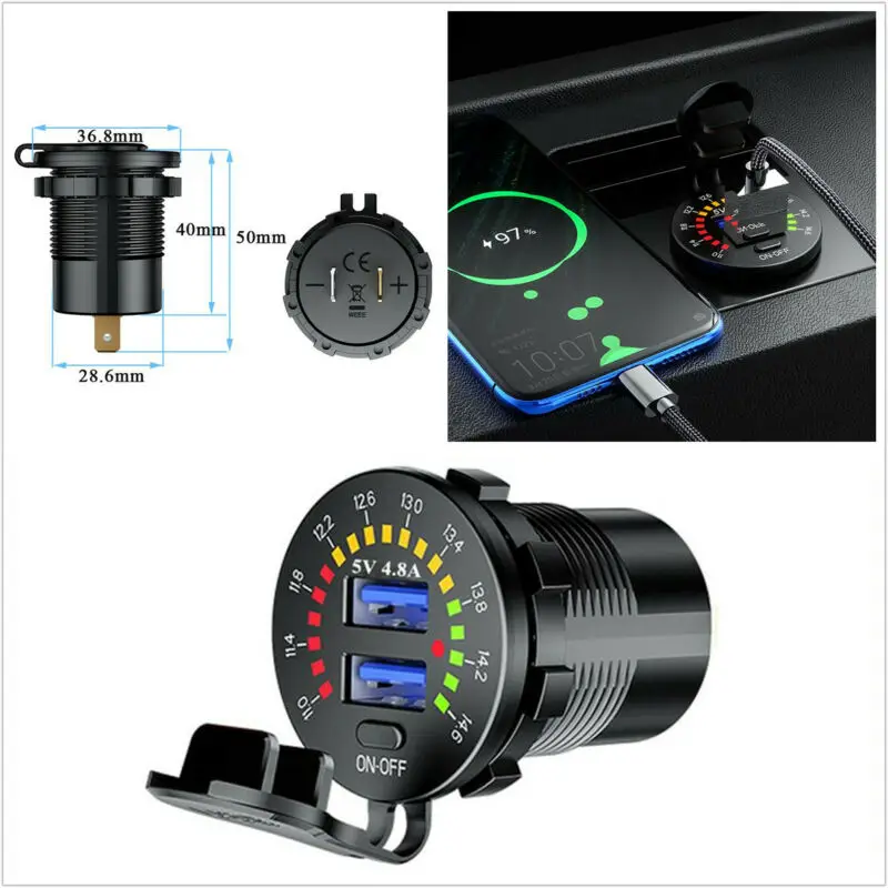 Car Charger With LED Voltmeter ABS Black DC 12V - 24V Fast Charging Charger Socket 1 set
Car Charger With LED Voltmeter ABS Black DC 12V - 24V Fast Charging Charger Socket 1 set
