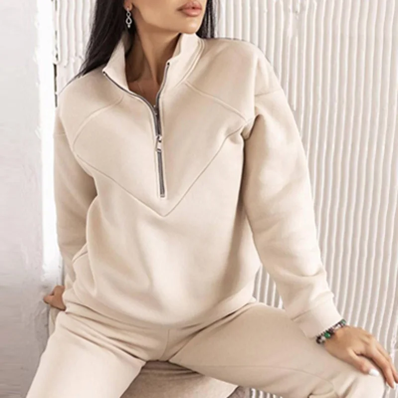 Women Autumn Fleece Two Piece Tracksuit Casual Zip-up Pullover Sweatshirt & Pencil Pants Suit Winter Solid Loose Sportswear Sets
Women Autumn Fleece Two Piece Tracksuit Casual Zip-up Pullover Sweatshirt & Pencil Pants Suit Winter Solid Loose Sportswear Sets