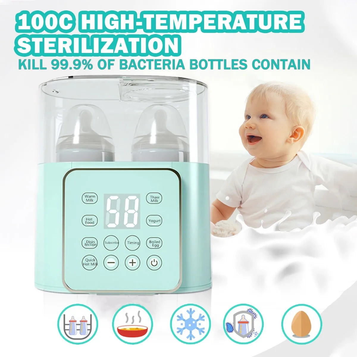 Multi-function Baby Bottle Warmers Automatic Intelligent Thermostat Baby Bottle Disinfection Fast Warm Milk & Sterilizer 220V EU
Multi-function Baby Bottle Warmers Automatic Intelligent Thermostat Baby Bottle Disinfection Fast Warm Milk & Sterilizer 220V EU