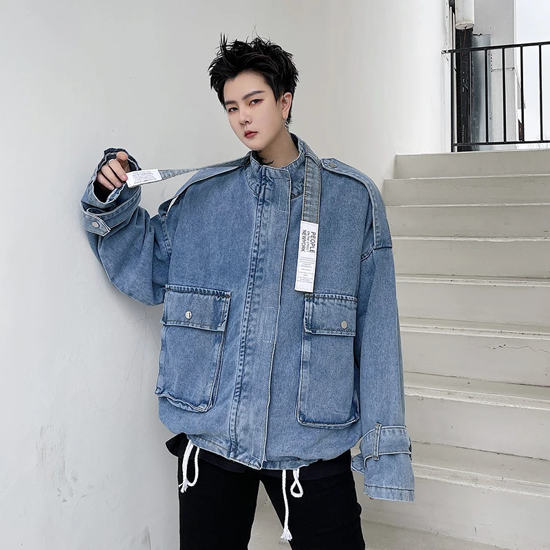 High Street Four Seasons Men's Denim Jacket Stand Collar Loose Casual Coat Drawstring Blue F5
High Street Four Seasons Men's Denim Jacket Stand Collar Loose Casual Coat Drawstring Blue F5