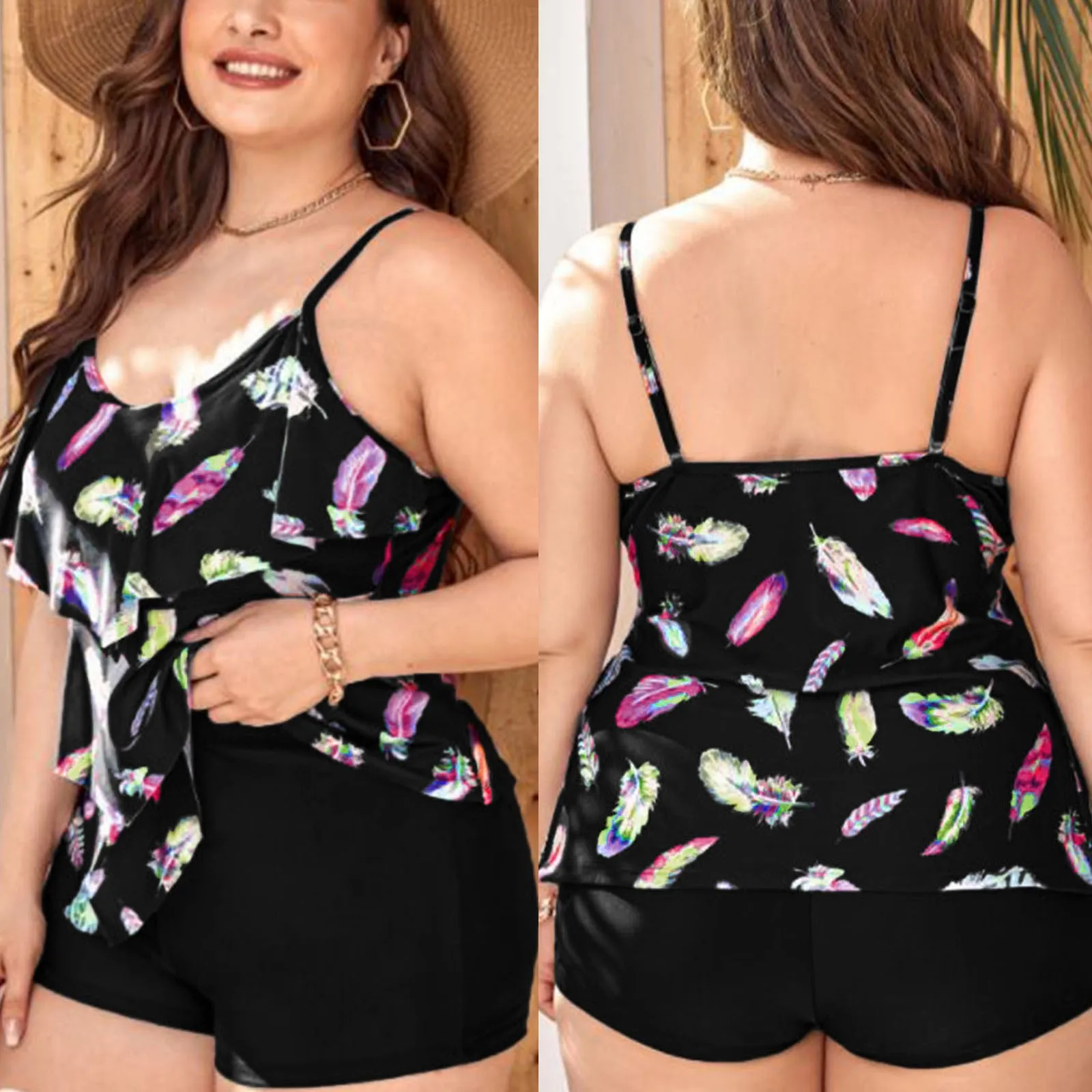 Women's Swimming Suit Feather Printed Ruffle Two Pieces Swimsuit Bathing Suit Plus Size Bikinis Set Swimmwear Bikini 2021 Woman
Women's Swimming Suit Feather Printed Ruffle Two Pieces Swimsuit Bathing Suit Plus Size Bikinis Set Swimmwear Bikini 2021 Woman