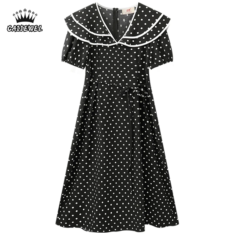 Women's Clothing Dress Vintage Polka Dots Double Layer Ruffle Collar Puff Short Sleeve High Waist Baggy Long Skirt Ladies Summer
Women's Clothing Dress Vintage Polka Dots Double Layer Ruffle Collar Puff Short Sleeve High Waist Baggy Long Skirt Ladies Summer
