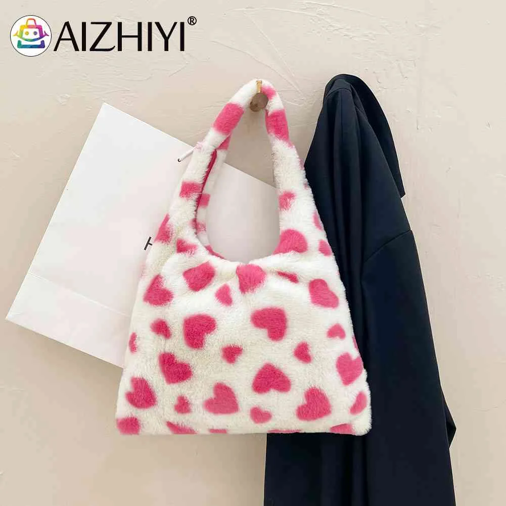 Сумка через плечо женская, осенне-зимняя, с принтом в виде сердца, мягкая, плюшевая, для путешествий 
Сумка через плечо женская, осенне-зимняя, с принтом в виде сердца, мягкая, плюшевая, для путешествий