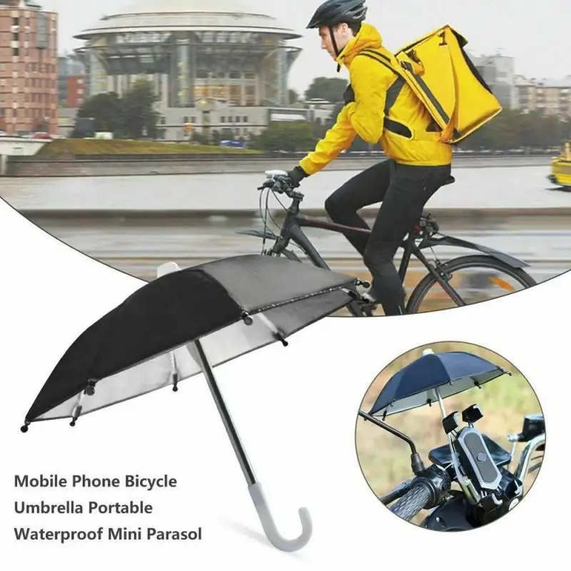 

Мини зонт от солнца, аксессуары для украшения велосипеда, Универсальный автоматический зонт из полиэстера, Новый велосипедный держатель для телефона