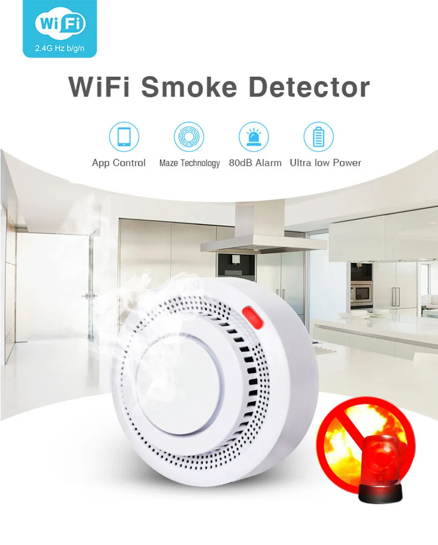 WiFi Smoke Alarm Fire Protection Smoke Detector Smokehouse Combination Fire Alarm Home Security System Firefighters
WiFi Smoke Alarm Fire Protection Smoke Detector Smokehouse Combination Fire Alarm Home Security System Firefighters